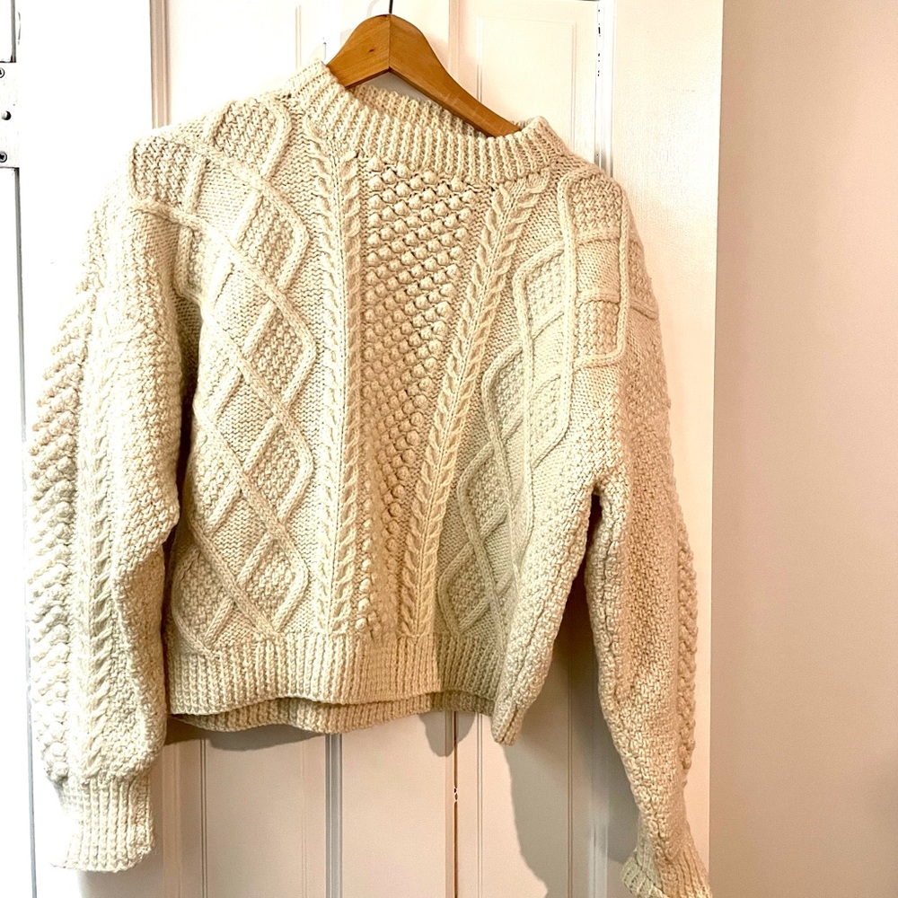 Cream Wool Cropped Sweater